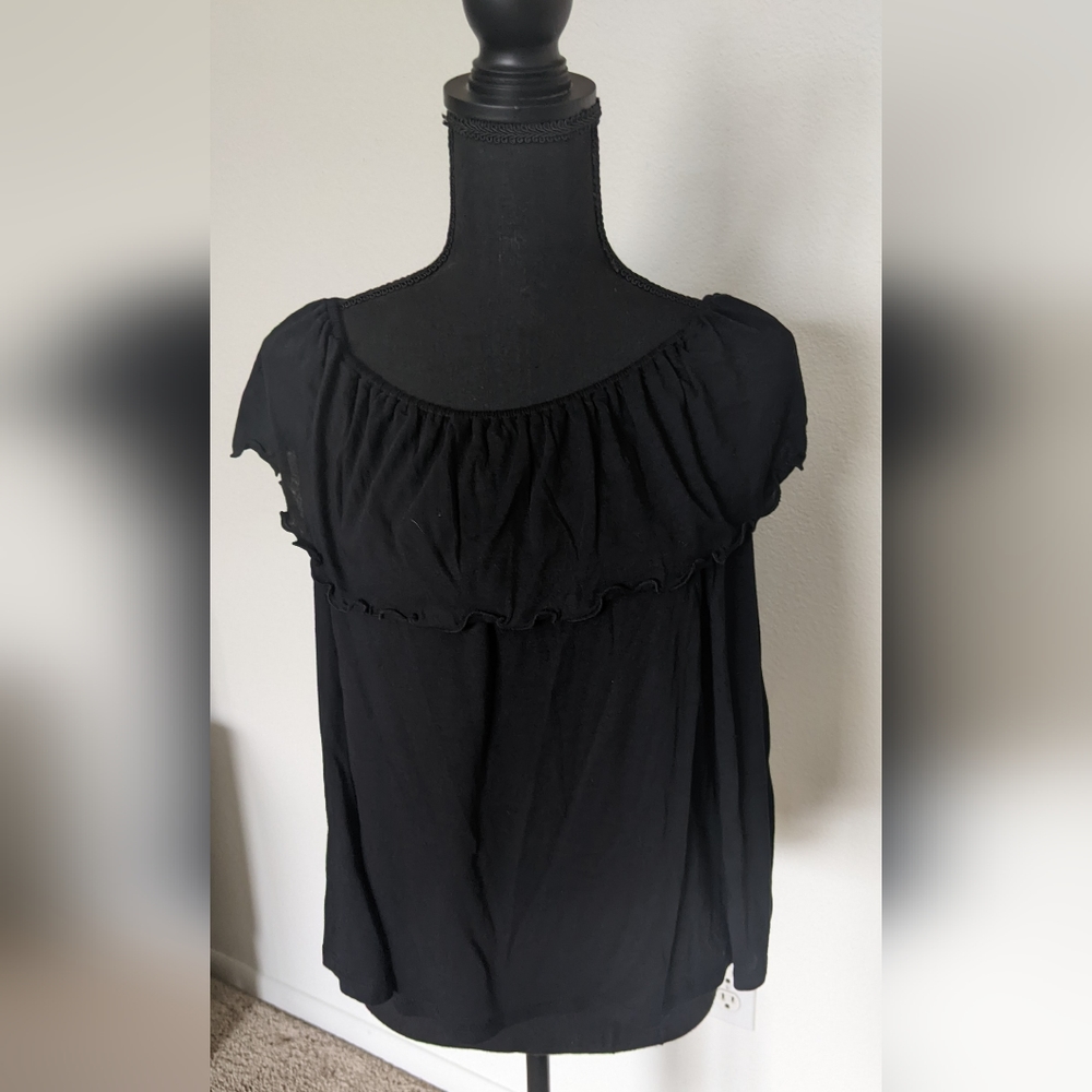 Black Ruffle Top, size medium - Picture 3 of 3